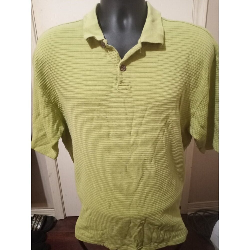 Tommy Bahama Men's Silk Cotton Blend Green Short Sleeve Polo Shirt XL